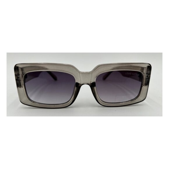 NWT-Louis Vuitton Monogram Flower Rectangle Sunglasses - Grey Transparent - Picture 3 of 9